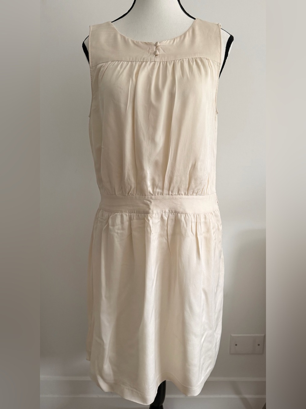 Theory Cream Sleeveless Silk-Dress